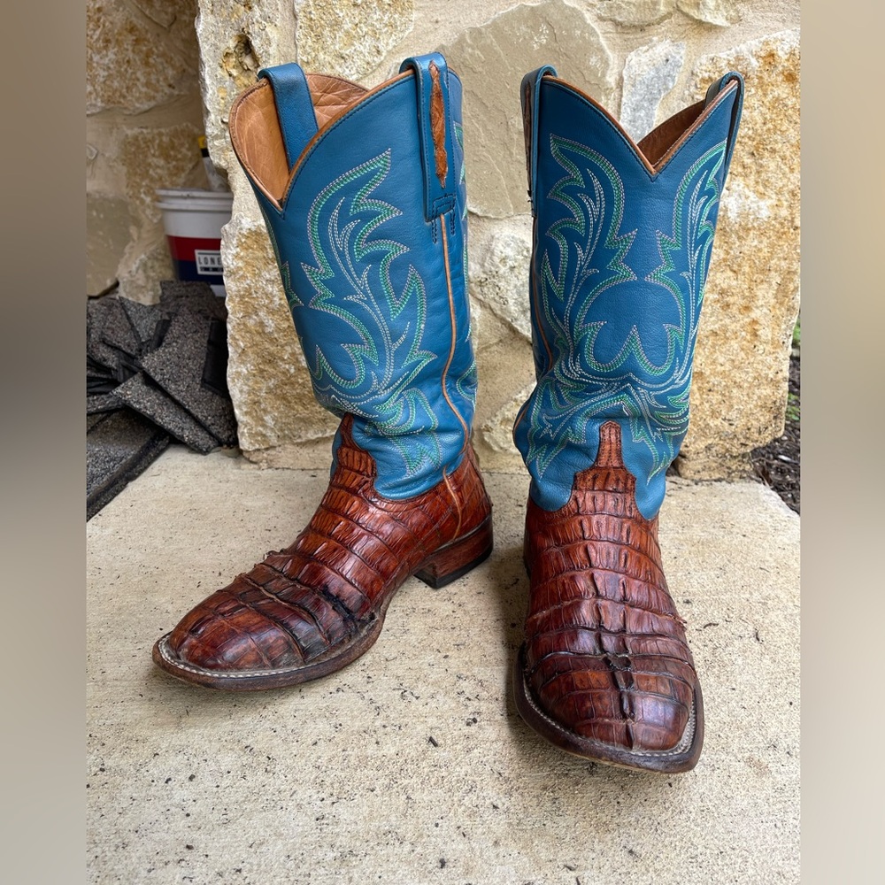 Lucchese Hornback Caiman Cowboy Boots (Read Description)